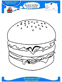 Çocuklar İçin Hamburger Boyama Sayfaları 